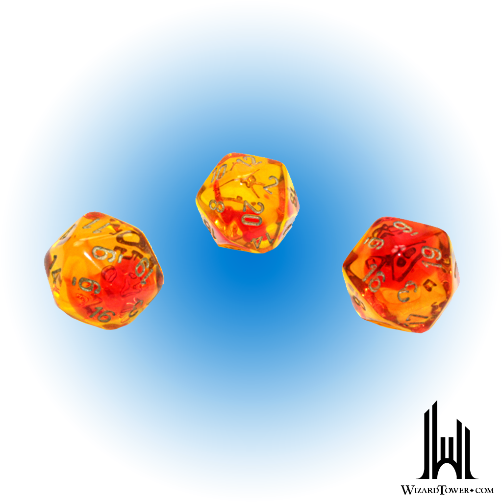 Gemini - Polyhedral Translucent Red-Yellow/Gold Luminary D20